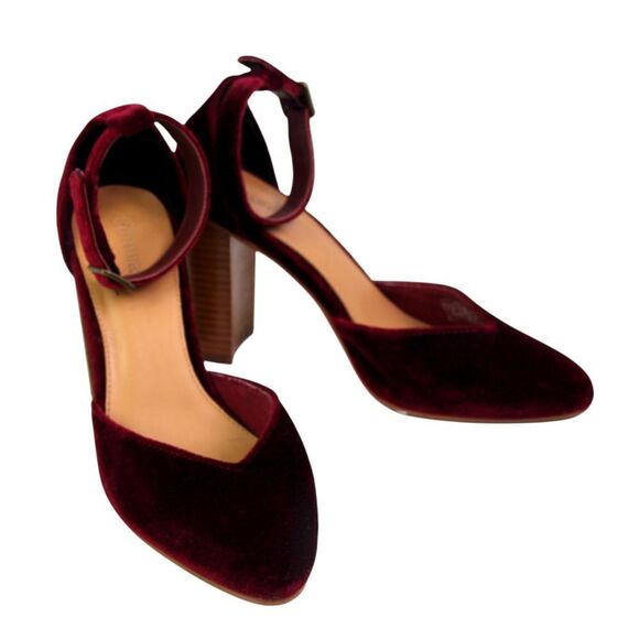 Soludos BURGUNDY DARK RED VELOUR HIGH HEEL ALMOND TOE SLINGBACK SHOES Sz 9/39.5 - Picture 6 of 12